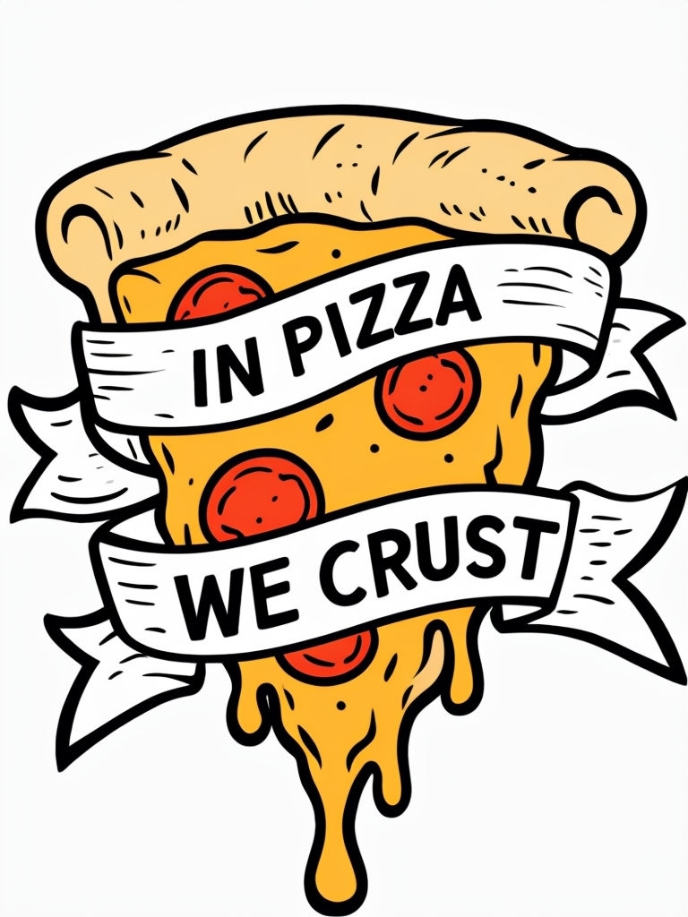 Playful Cartoon Pizza Slice with Fun Text T-Shirt