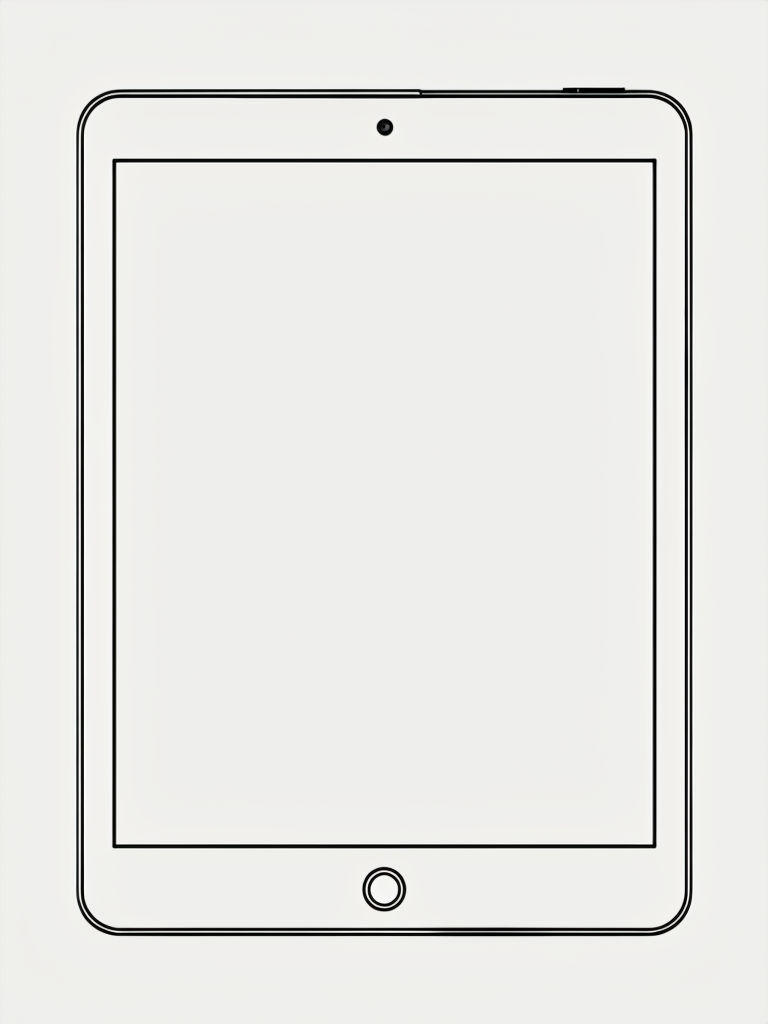 Minimalist Line Drawing of a Tablet Design Coloring Page