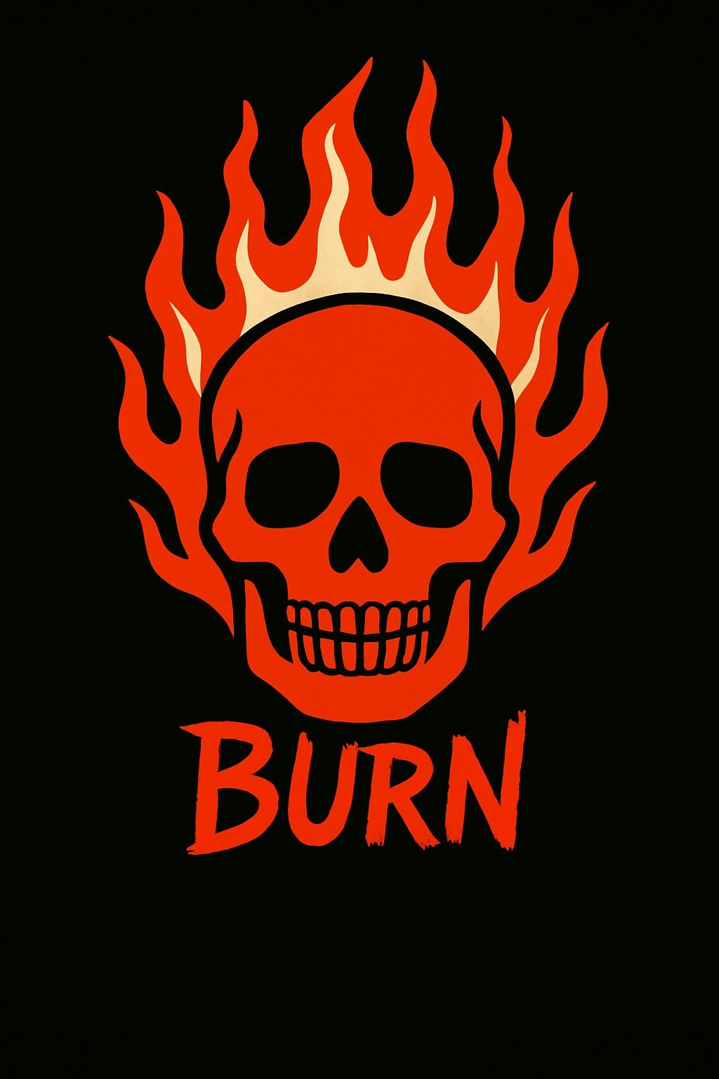 A flaming human skull 