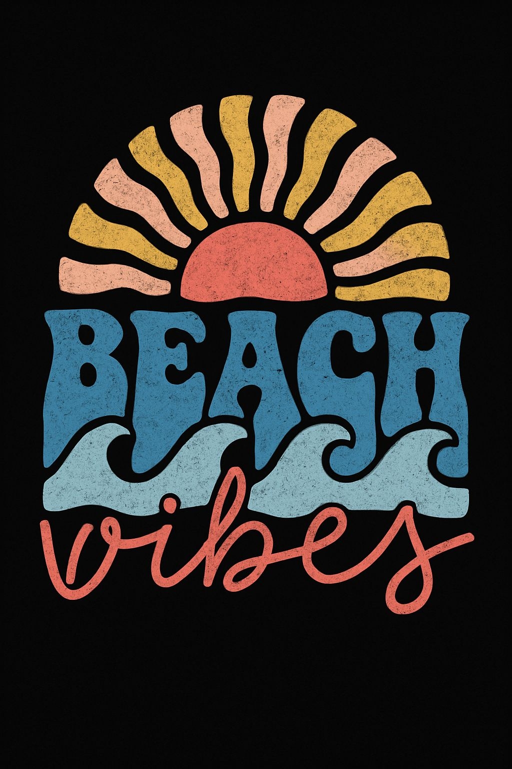 Retro Beach Vibes Graphic Design T-Shirt