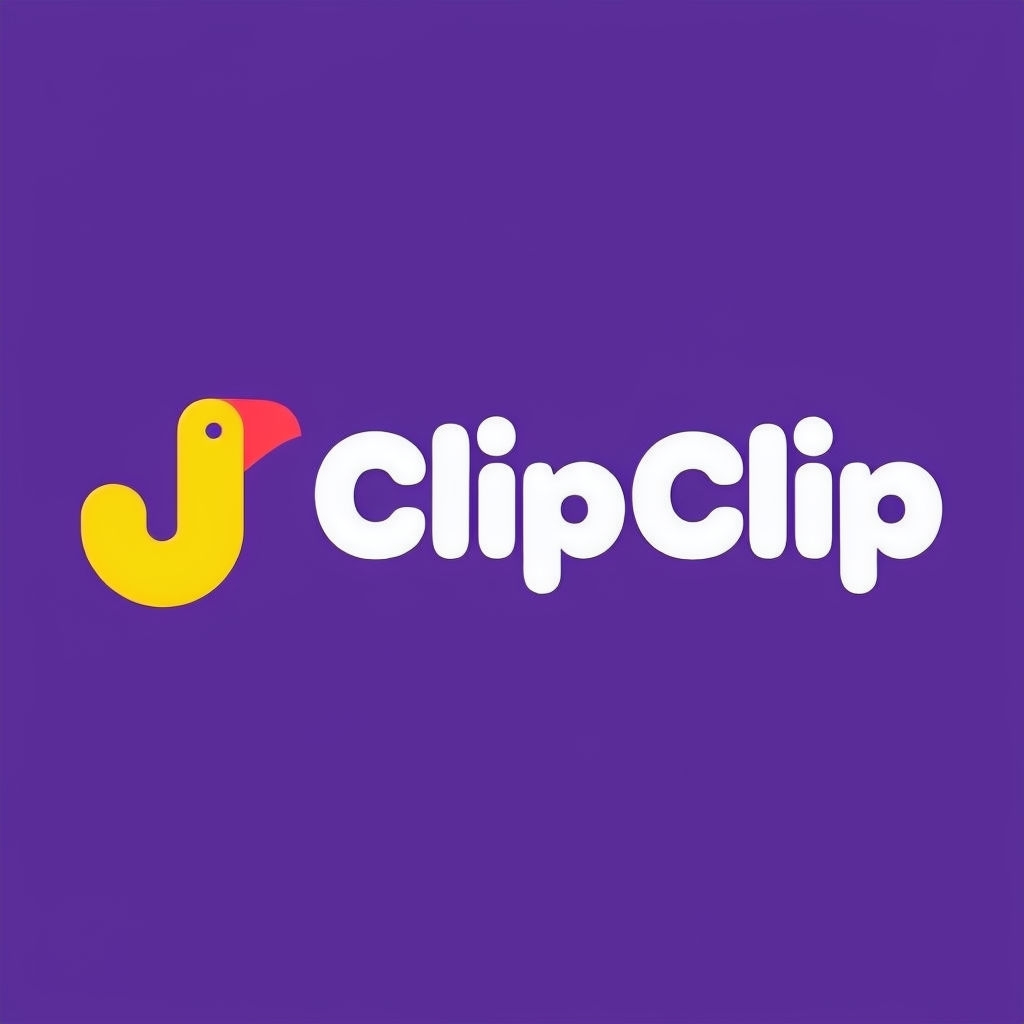 Modern Minimalist ClipClip Logo with Playful Bird Graphic