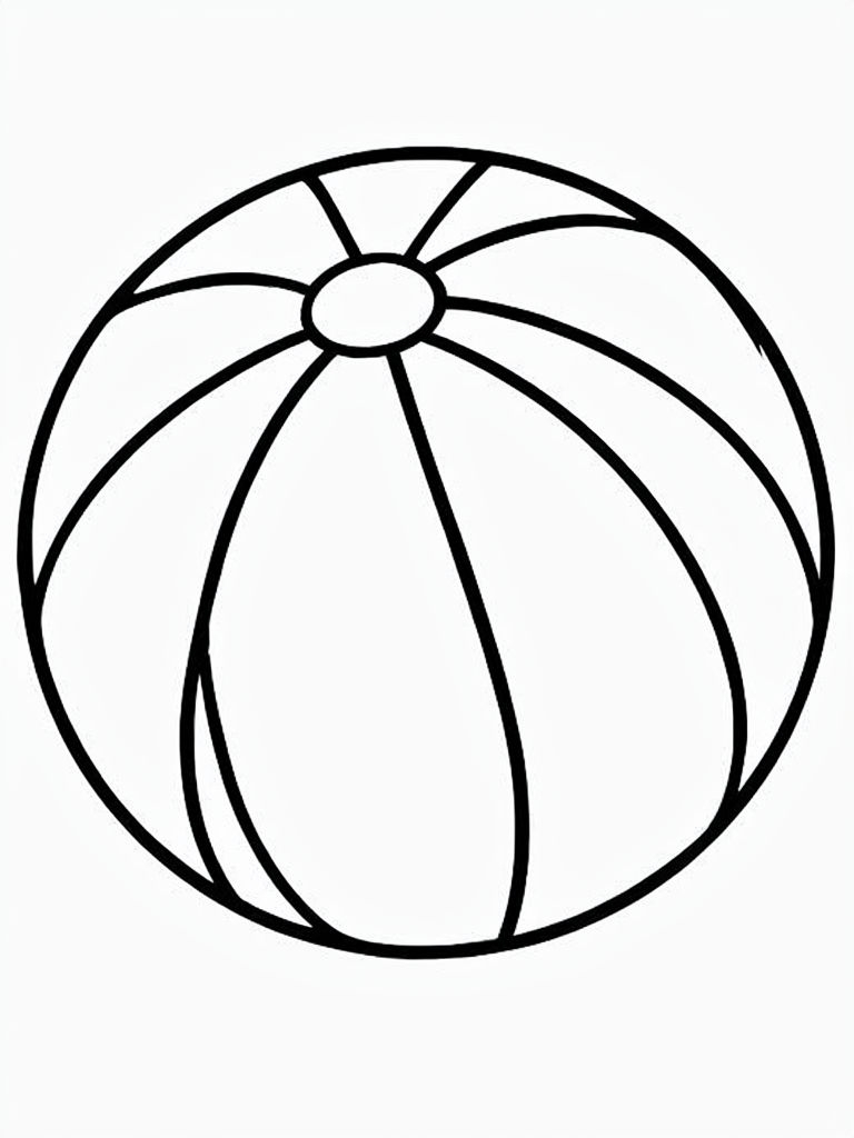 Minimalist Line Drawing of a Beach Ball Coloring Page