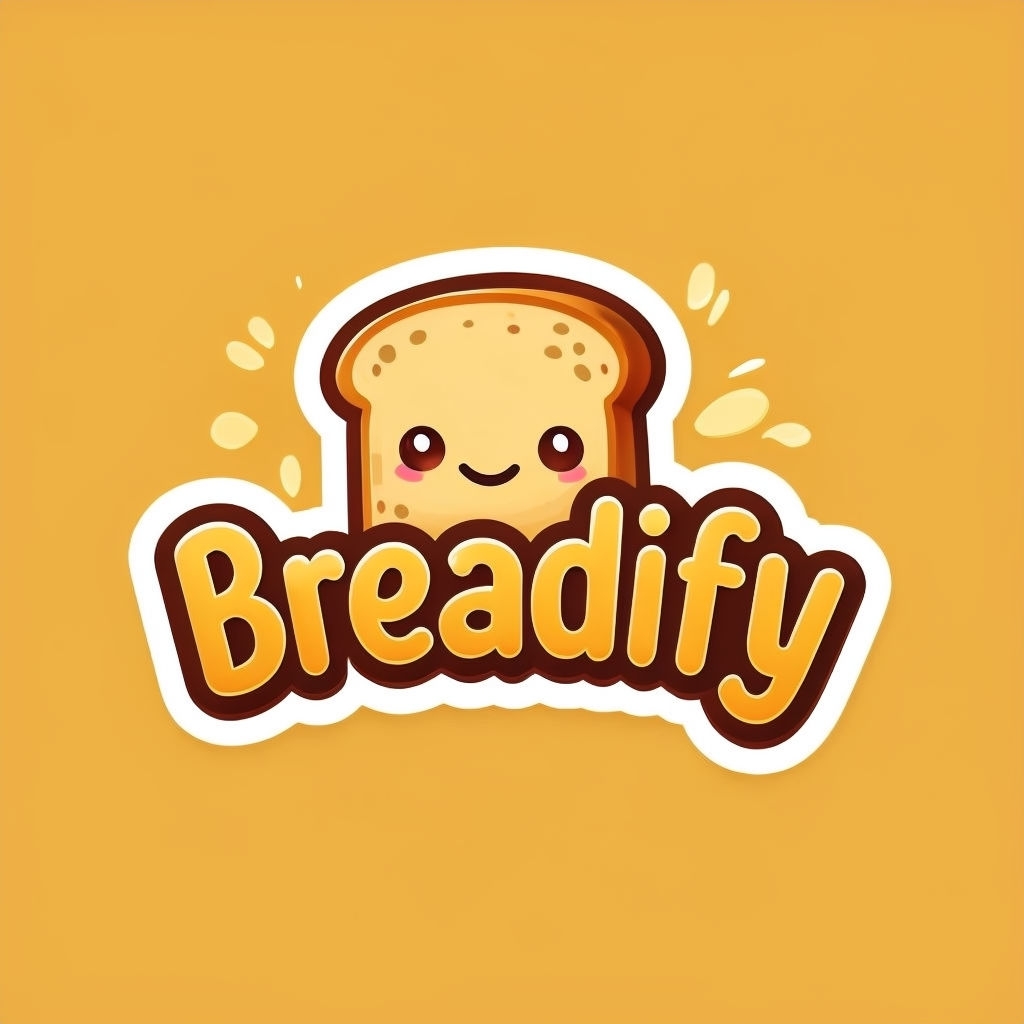 Playful Breadify Logo with Cute Smiling Bread Character Logo