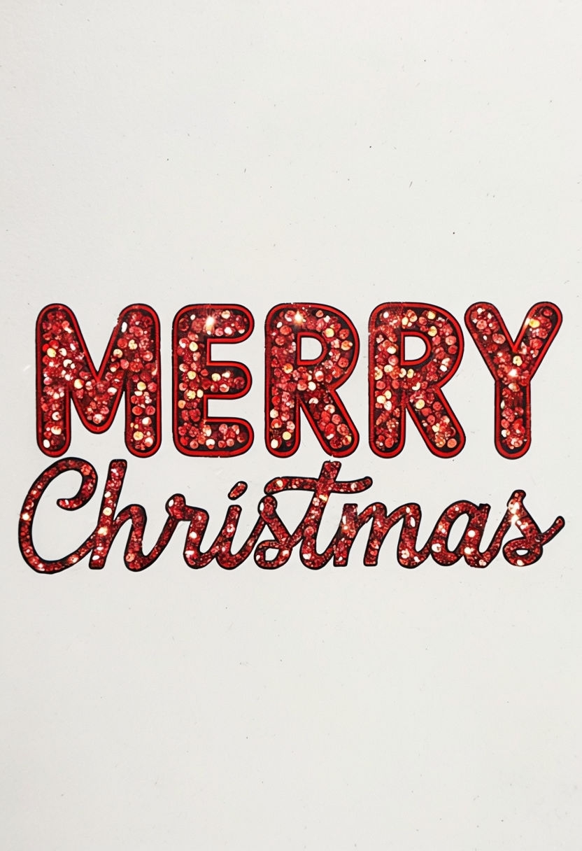 Merry Christmas Festive Sequin Text Design T-shirt