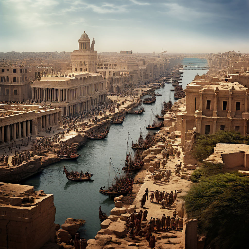 A professional photo of ancient Alexandria in a state of re by A professional photo of ancient Alexandria in a state of re by