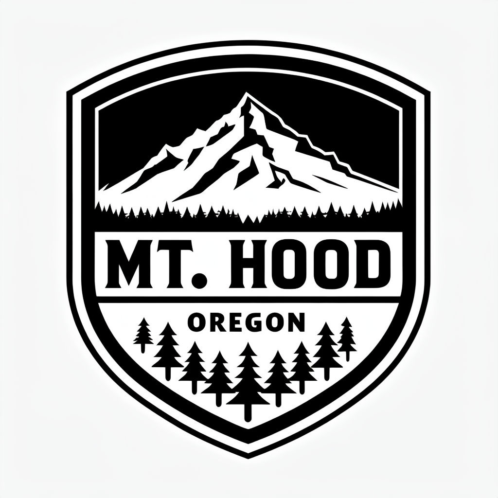 Stylized Mt. Hood Oregon Shield Emblem for Hat Design