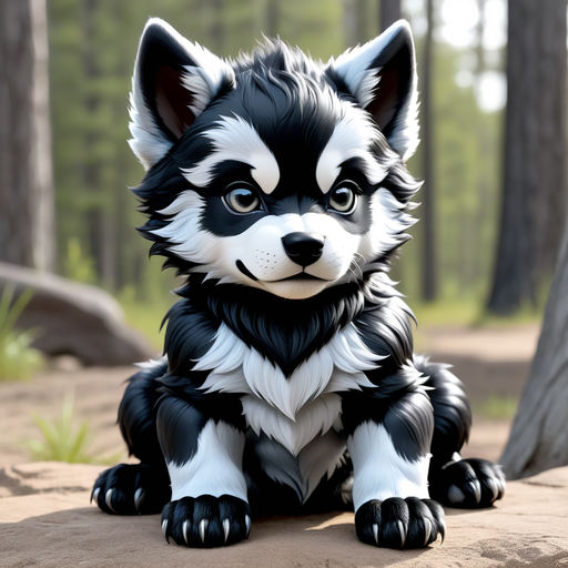 A muscular baby silver and black colored werewolf pup by james hill ...