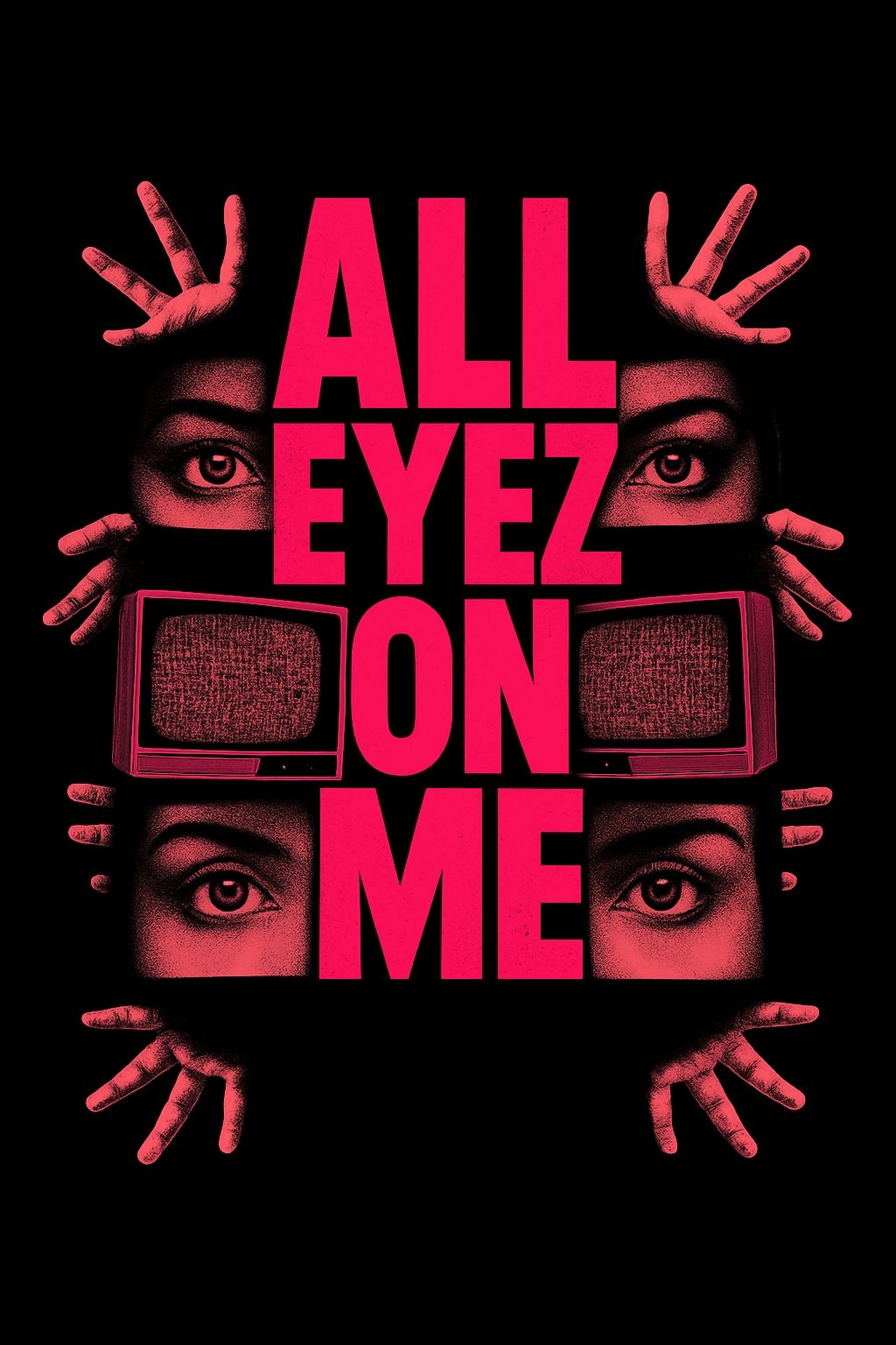 ALL EYEZ ON ME Neon Surreal Graphic Design T-Shirt