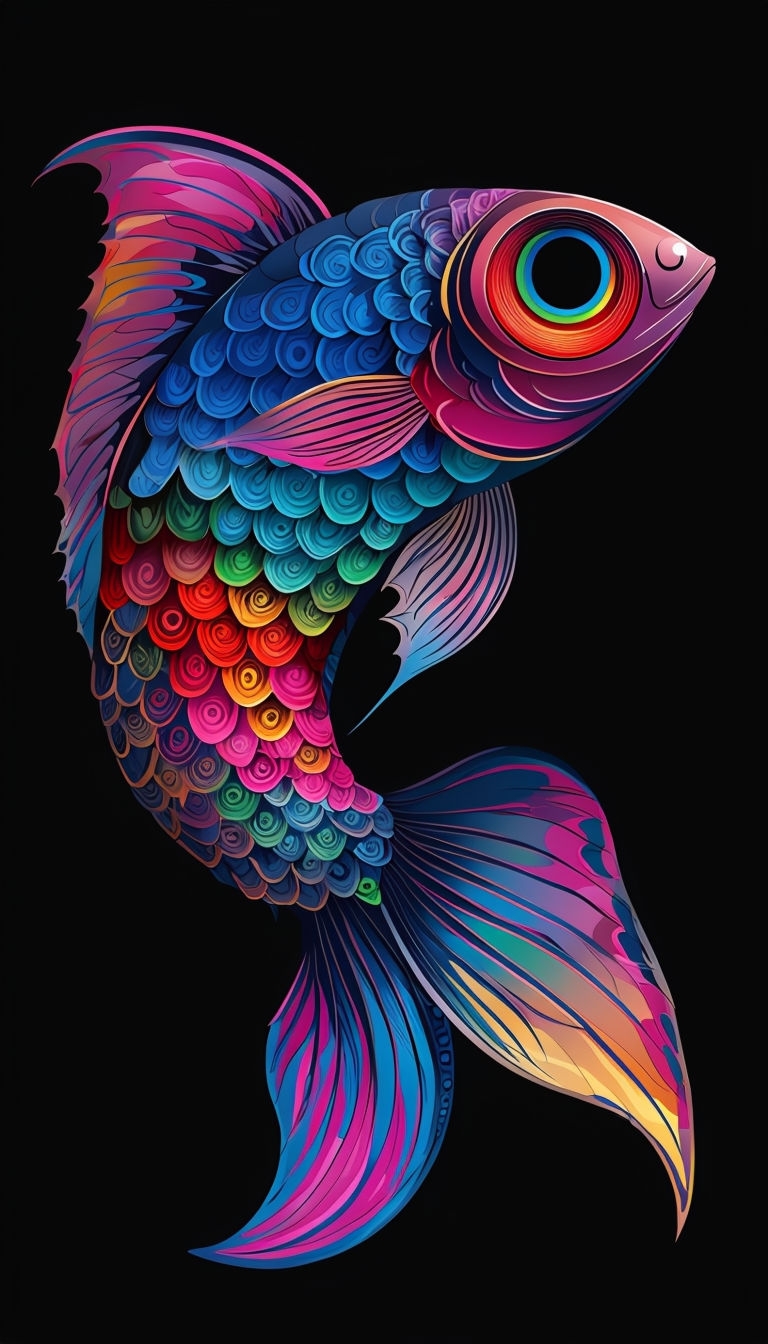 Vibrant Stylized Fish Colorful Digital Artwork Phone Case Cover