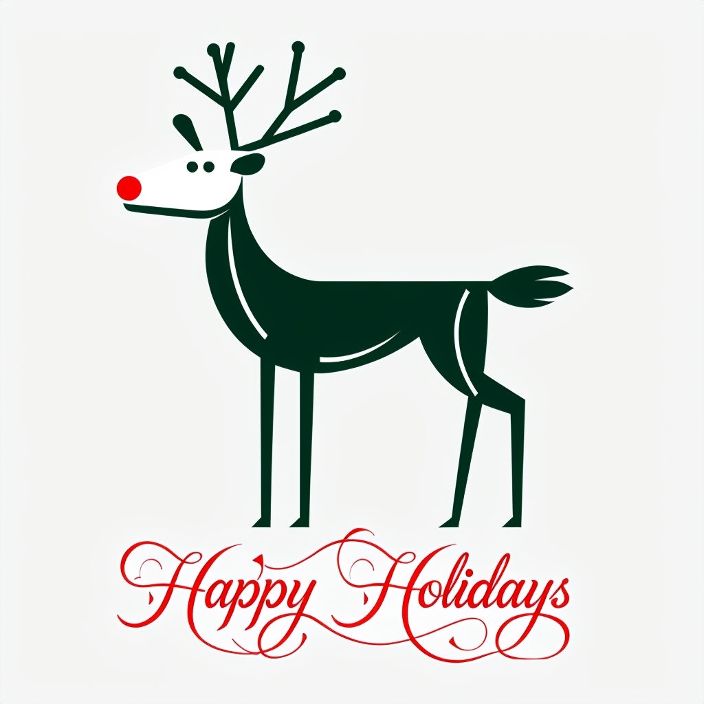 Minimalist Holiday Greeting Card Featuring Friendly Reindeer Design