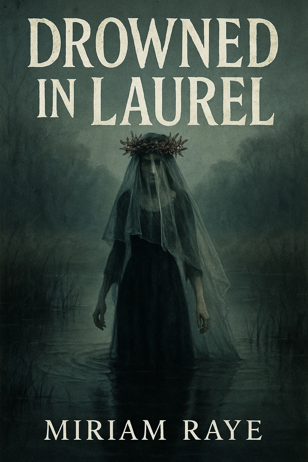 Ethereal Drowned in Laurel Book Cover Design with Haunting Figure EBook Cover
