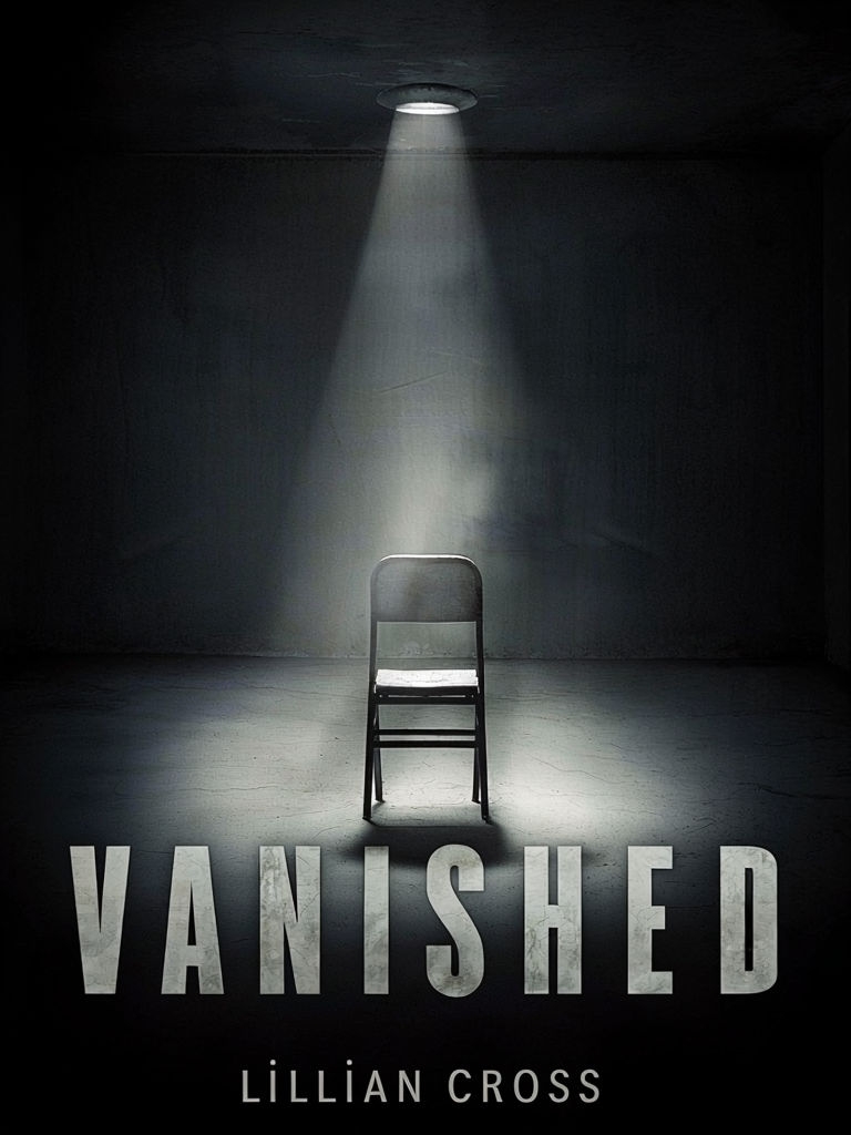 Hauntingly Minimalist Vanished EBook Cover Design Featuring Chair