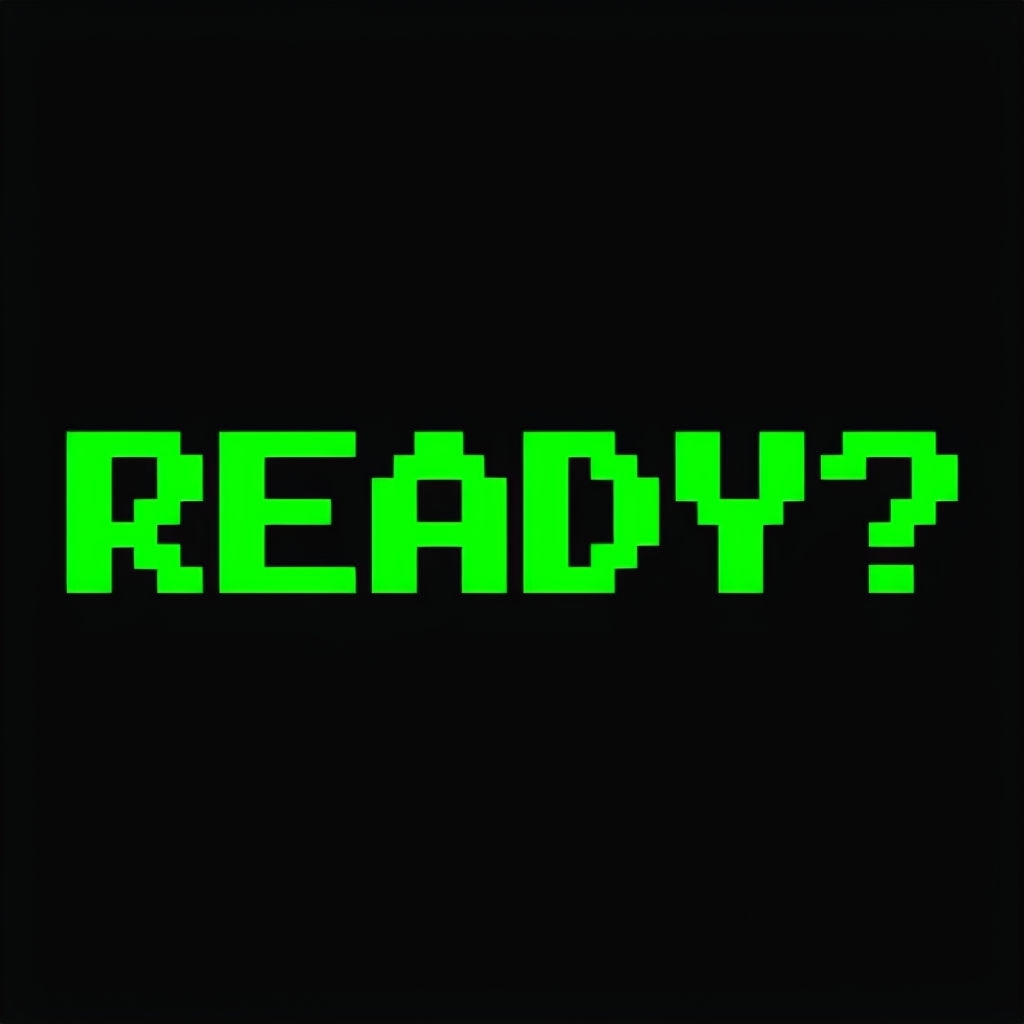 Retro Pixelated READY? Neon Green Mug Design