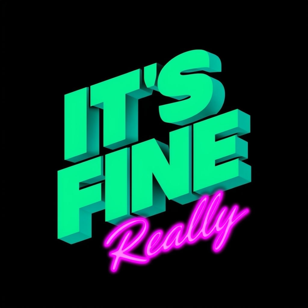 Neon Green It's Fine Text Design on Black Background Poster