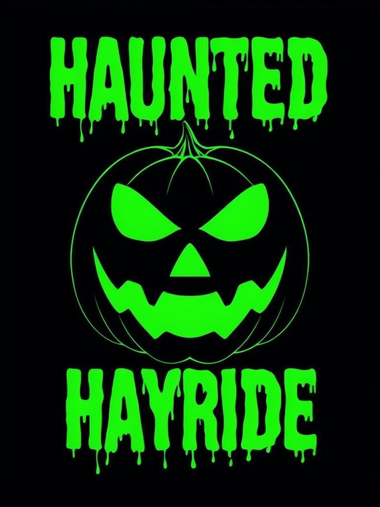 Spooky Neon Green Pumpkin for Haunted Hayride Halloween T-Shirt