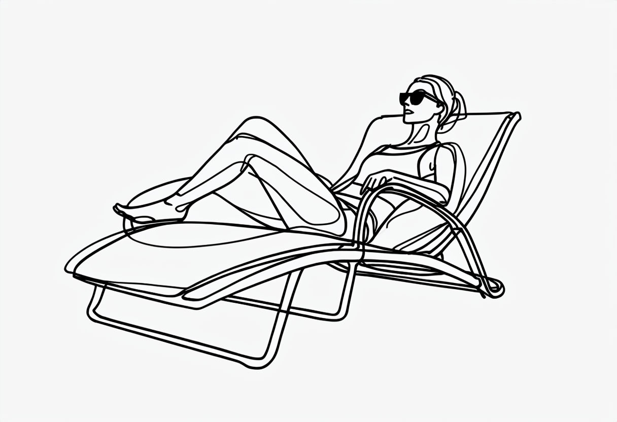 Minimalist Continuous-Line Sun Lounger Illustration T-shirt