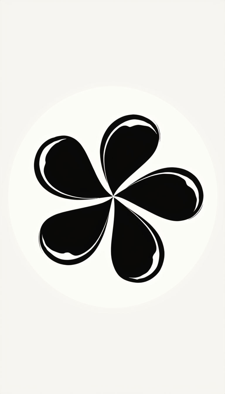Elegant Black Flower Minimalist Design on Off-White Background Mobile Wallpaper