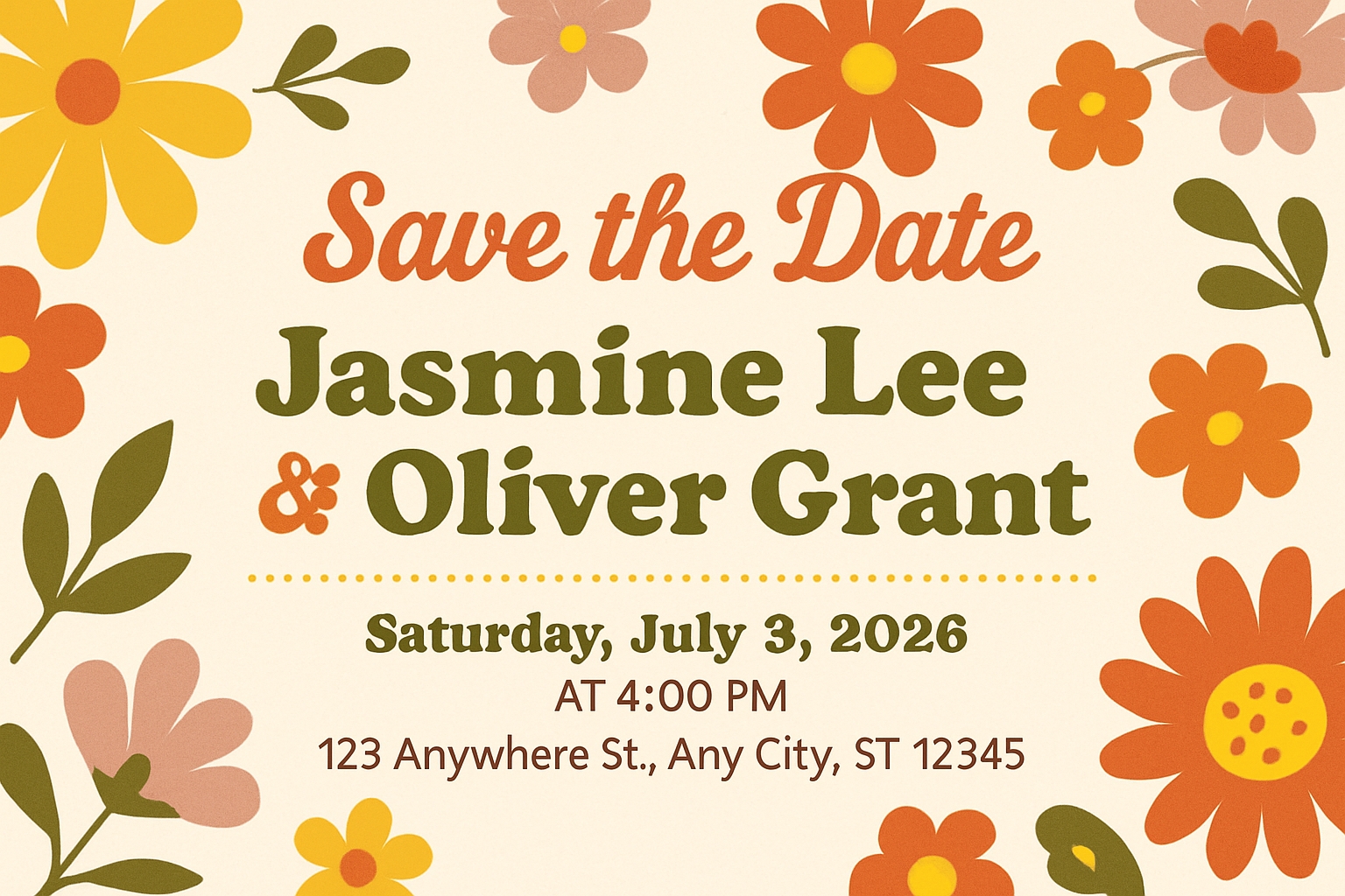 Vintage Floral Save the Date Wedding Invitation Design Card