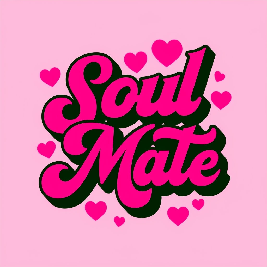 Vibrant Soul Mate Graphic with Hearts T-Shirt