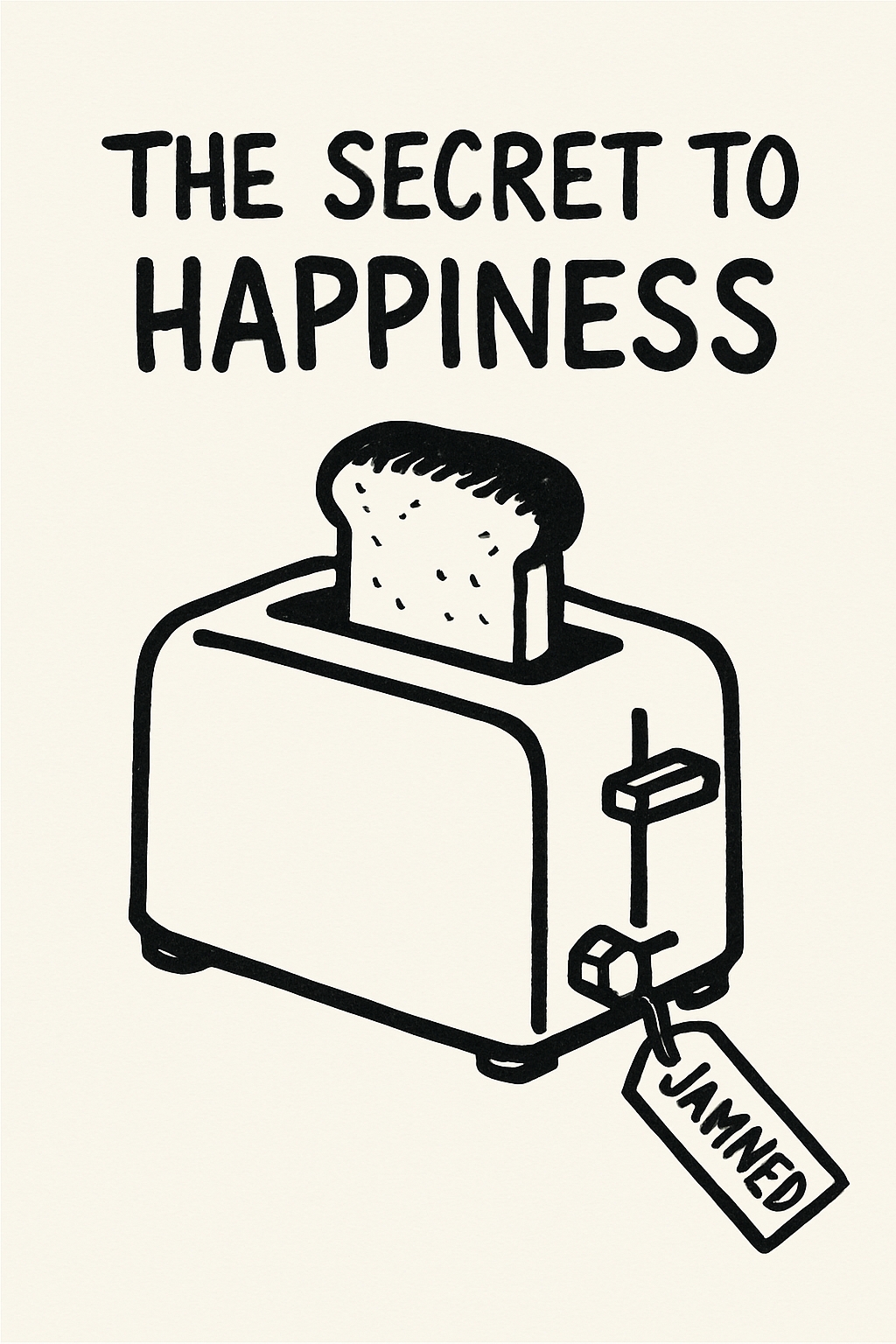 Whimsical Retro Toaster Illustration with Happiness Quote Card