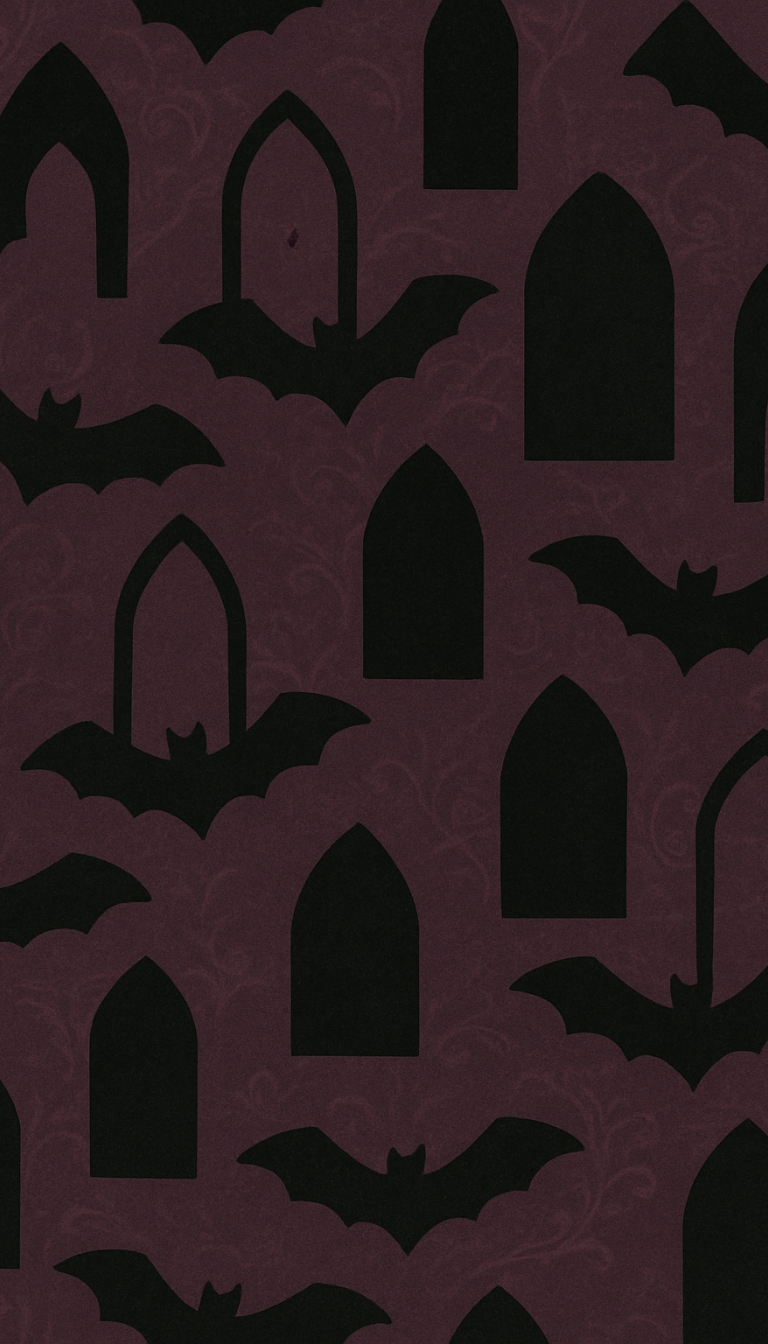 Eerie Black Bat and Arched Windows Halloween Pattern Phone Case Cover
