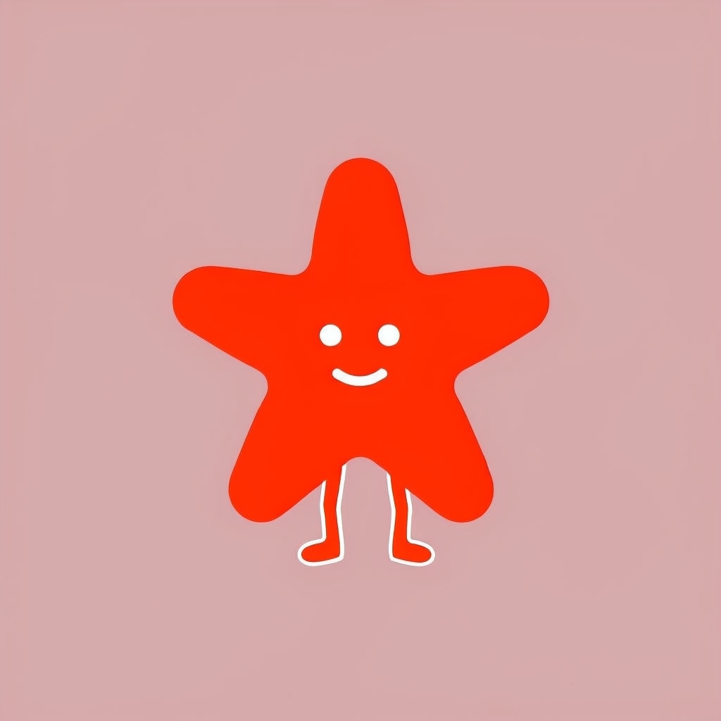 Cheerful Red-Orange Star Character Minimalist T-Shirt