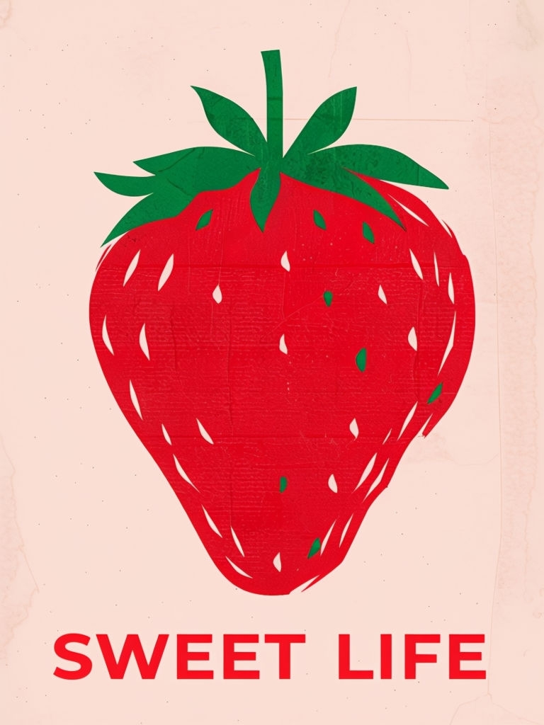 Bold Strawberry Graphic with Sweet Life Text T-Shirt