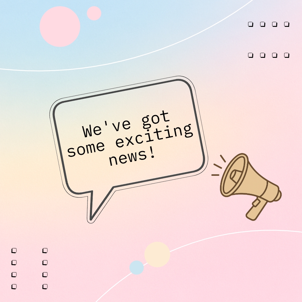 Exciting News Announcement with Megaphone and Speech Bubble Graphic Instagram Posts
