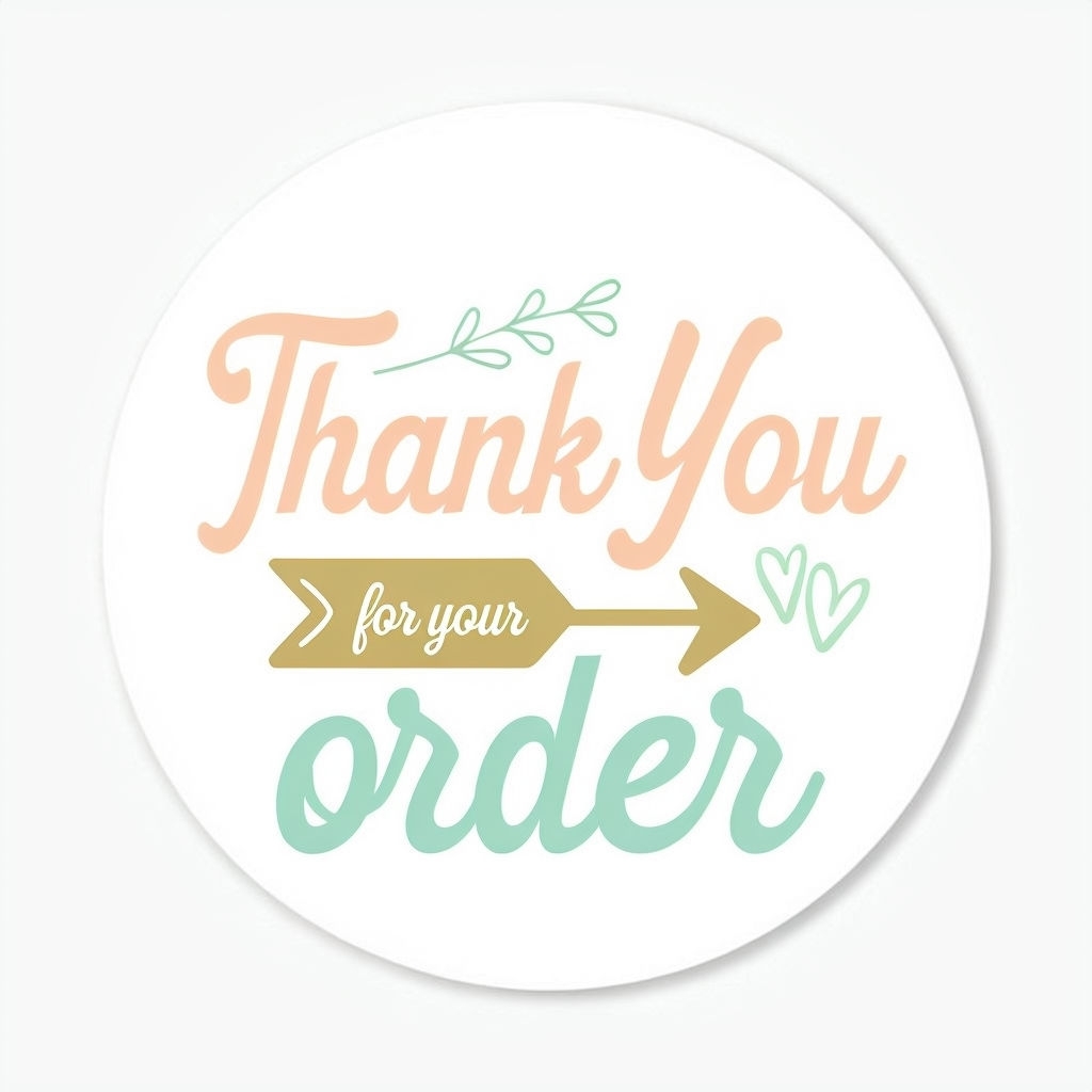 Modern Thank You for Your Order Circular Sticker Design