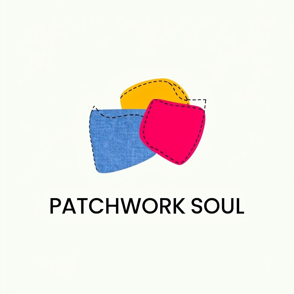 Modern Minimalist PATCHWORK SOUL Logo Design with Colorful Patches Logo