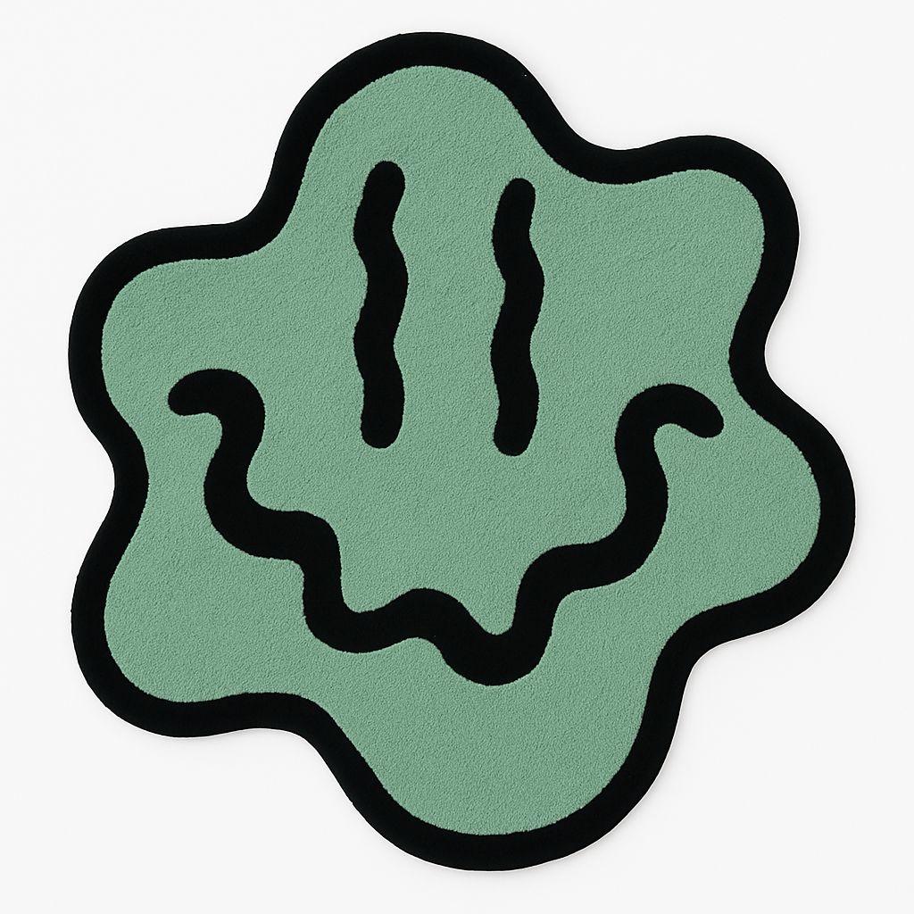 Whimsical Light Green Smiley Face Abstract Artwork Hat