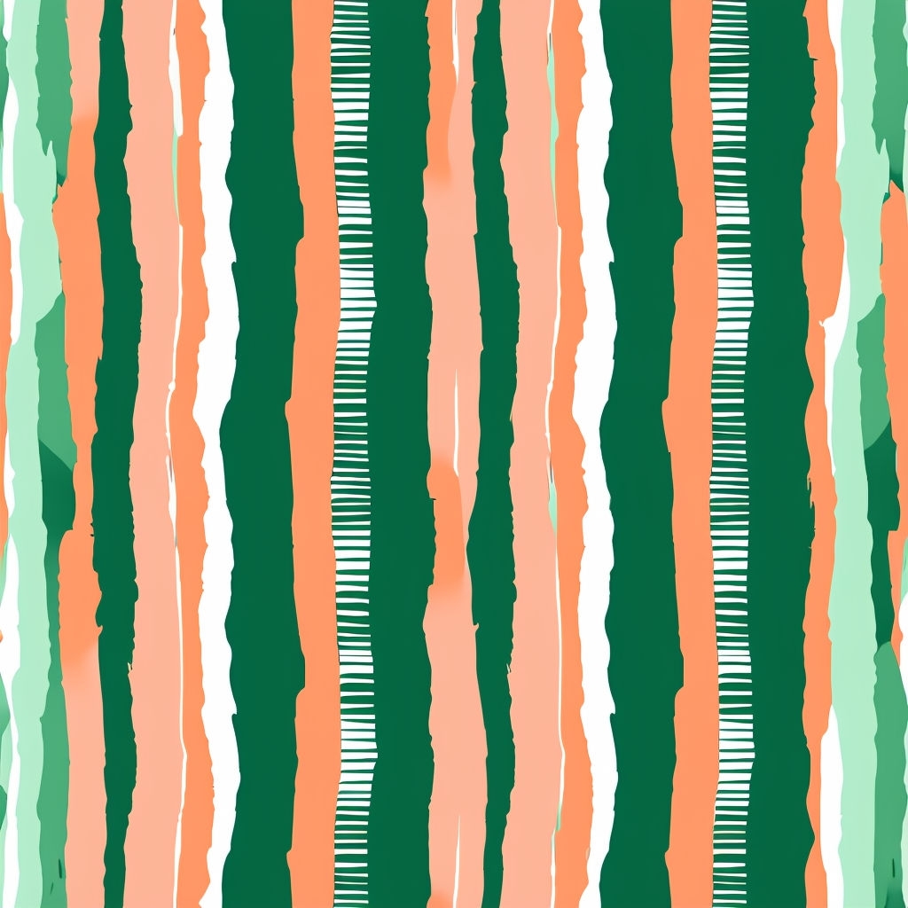 Vibrant Geometric Striped Pattern in Forest Green and Peach Orange Seamless Pattern