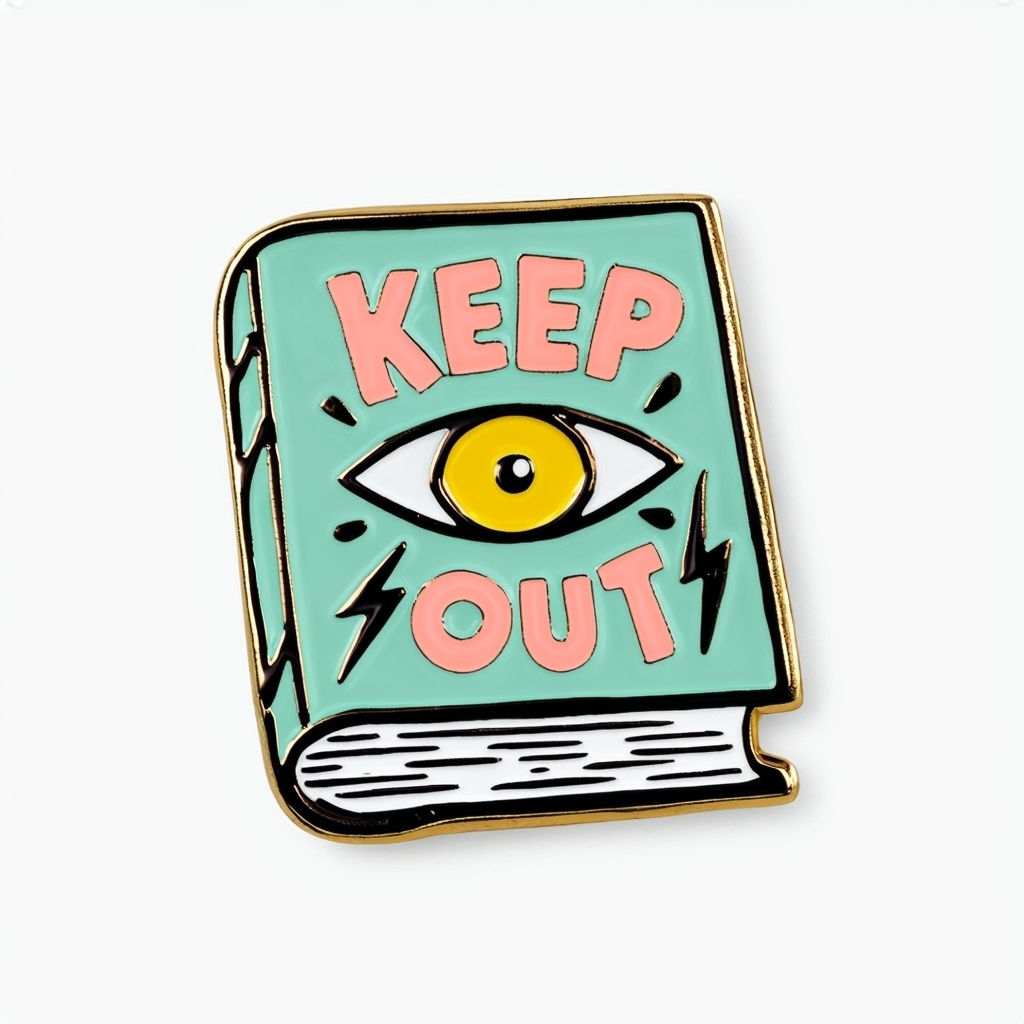 Whimsical Light Teal Book Enamel Pin Illustration Mug