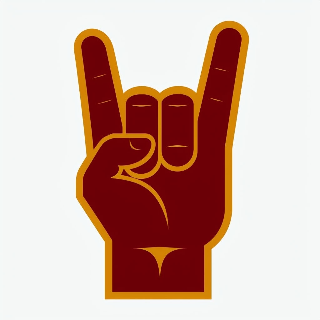 Maroon Rock On Gesture Hand Illustration Sticker