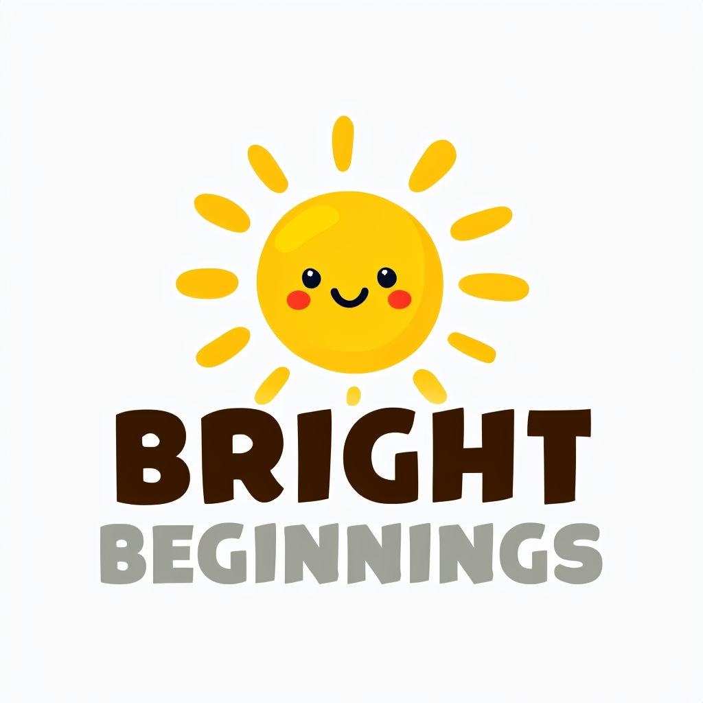 Cheerful Cartoon Sun with Bright Beginnings Text Poster