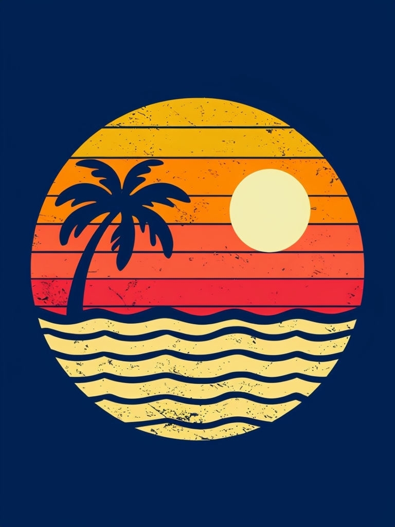 Retro Sunset Palm Tree Vintage Graphic T-Shirt