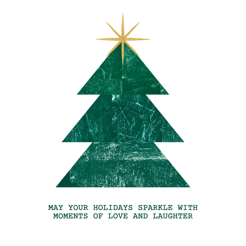 Stylish Minimalist Christmas Tree Holiday Card Design Instagram Posts