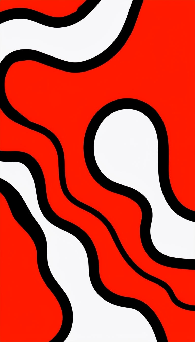 Bold Red and Black Abstract Shapes Digital Art Mobile Wallpaper