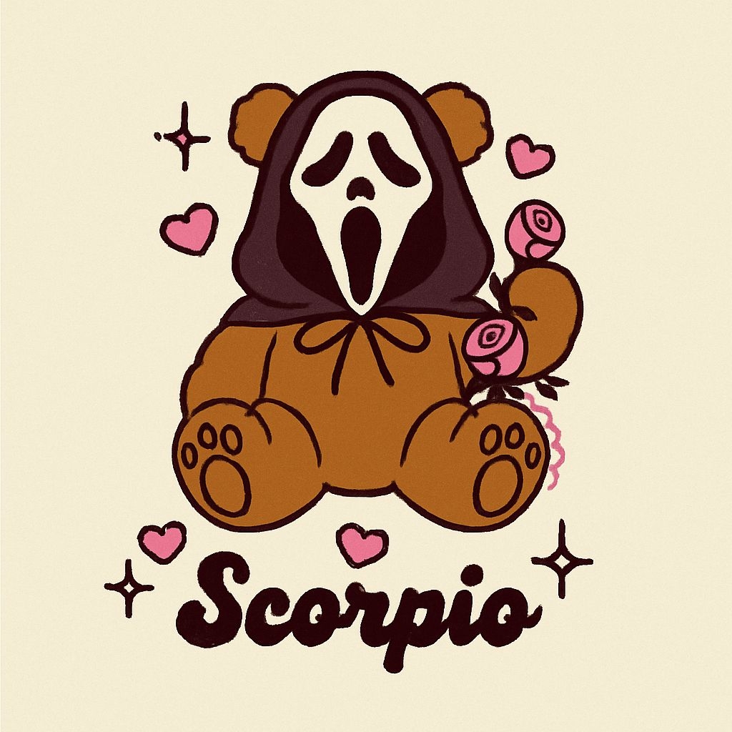 Whimsical Teddy Bear Scarecrow with Scream Mask T-Shirt