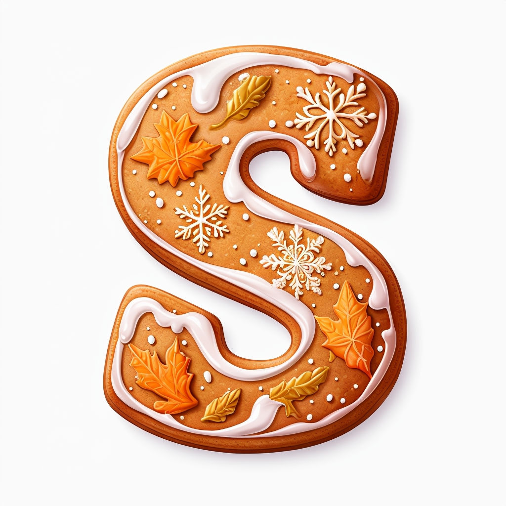 Decorated Gingerbread Cookie Letter S Illustration for Festive Celebrations Sticker