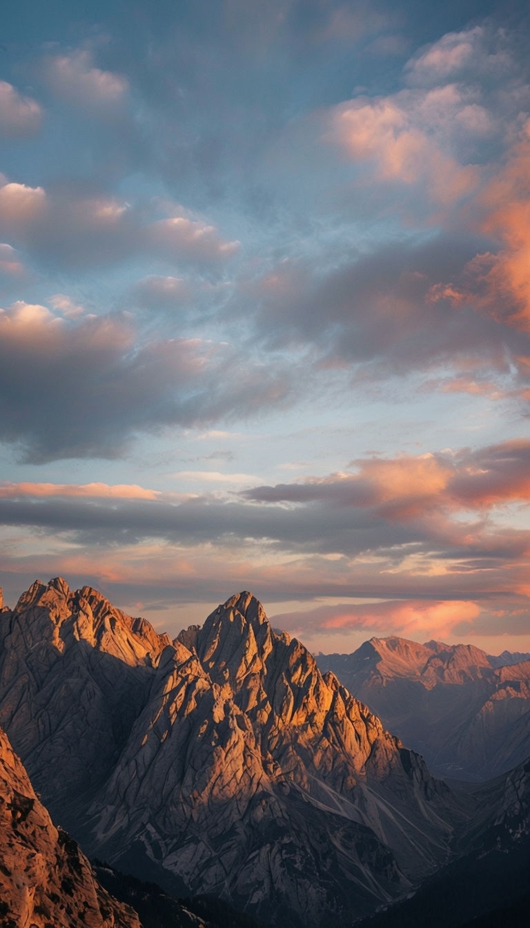 Serene Mountain Landscape at Sunrise or Sunset Mobile Wallpaper