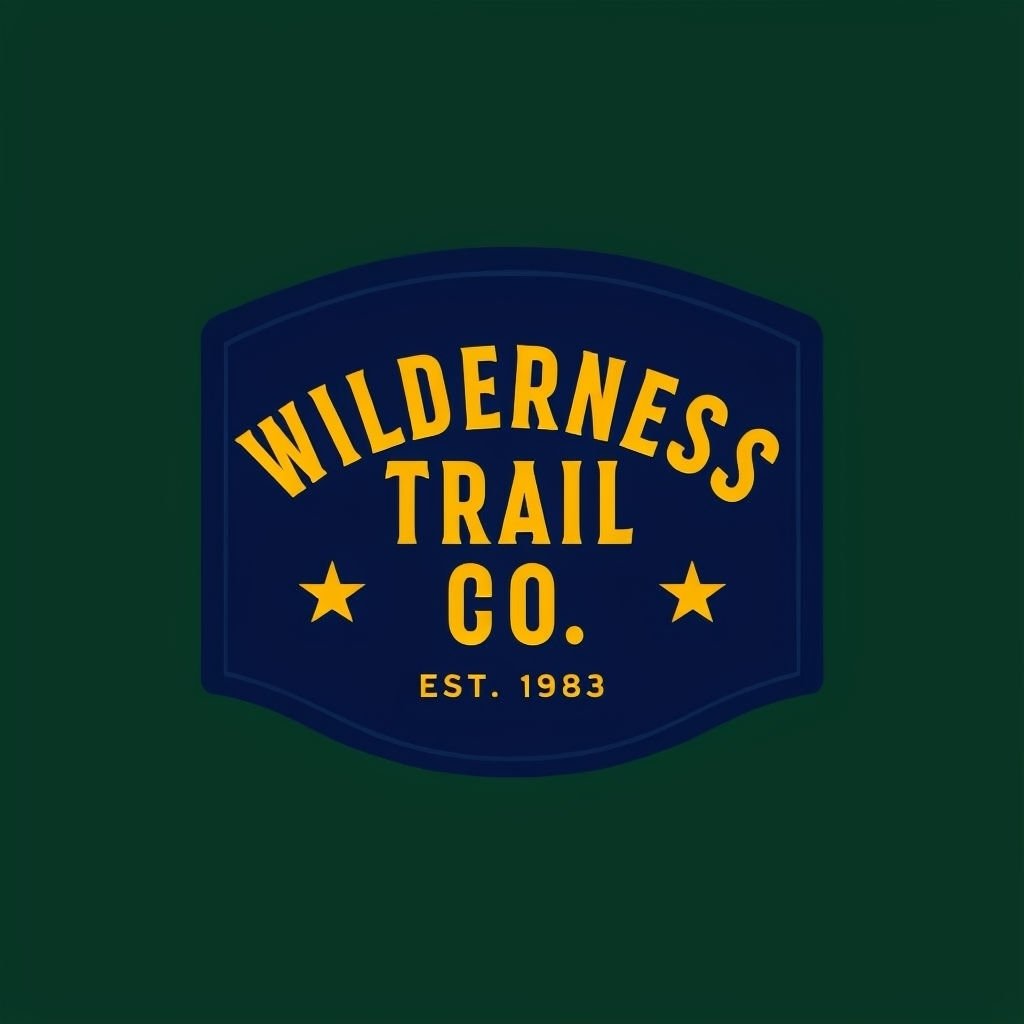 Minimalist Navy Shield Wilderness Trail Company Logo