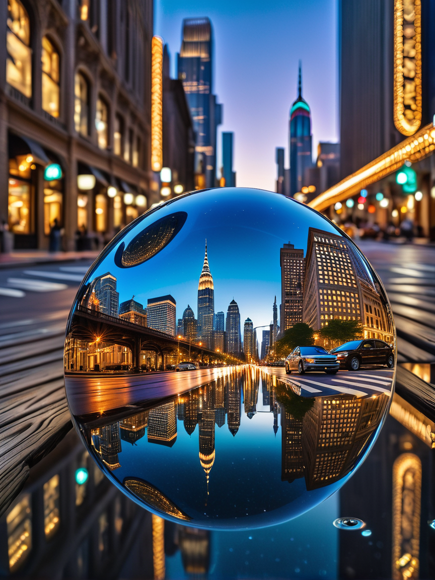 Spherical mirror reflects an upside-down cityscape by Albert Goikhman ...