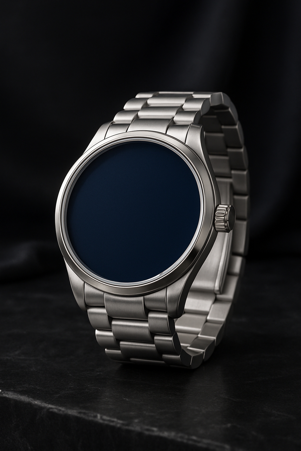 Luxurious Men's Wristwatch Mockup with Deep Navy Face