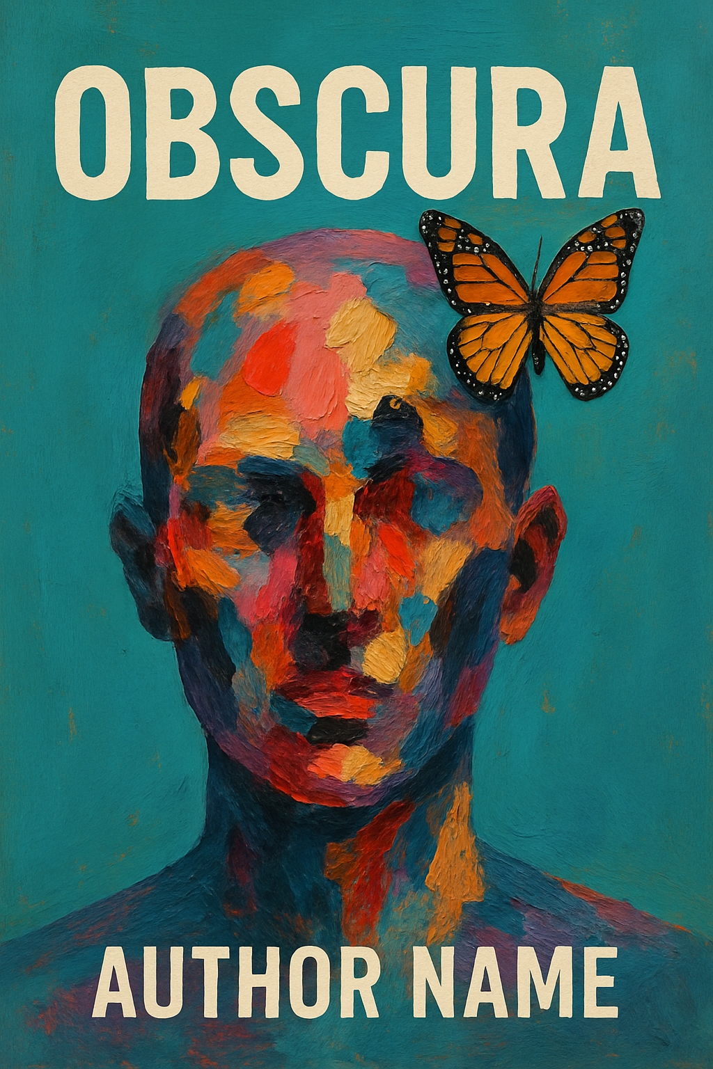 Vibrant Abstract 'OBSCURA' Book Cover with Colorful Human Head EBook Cover