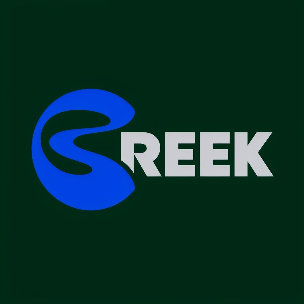 Modern Minimalist CREEK Logo with Stylized River Element