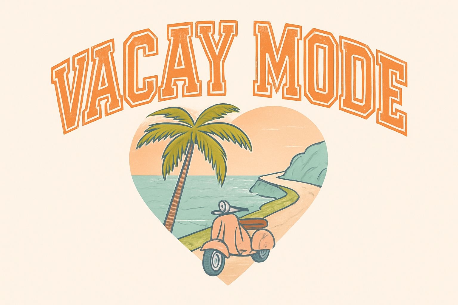 Vintage Vacay Mode Tropical Beach Illustration T-Shirt