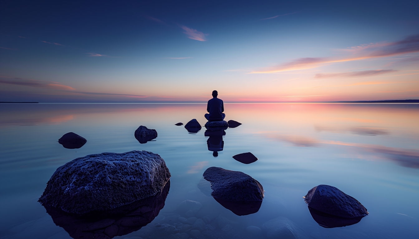 Tranquil Sunset Reflection on Water Landscape Background for Virtual Backgrounds