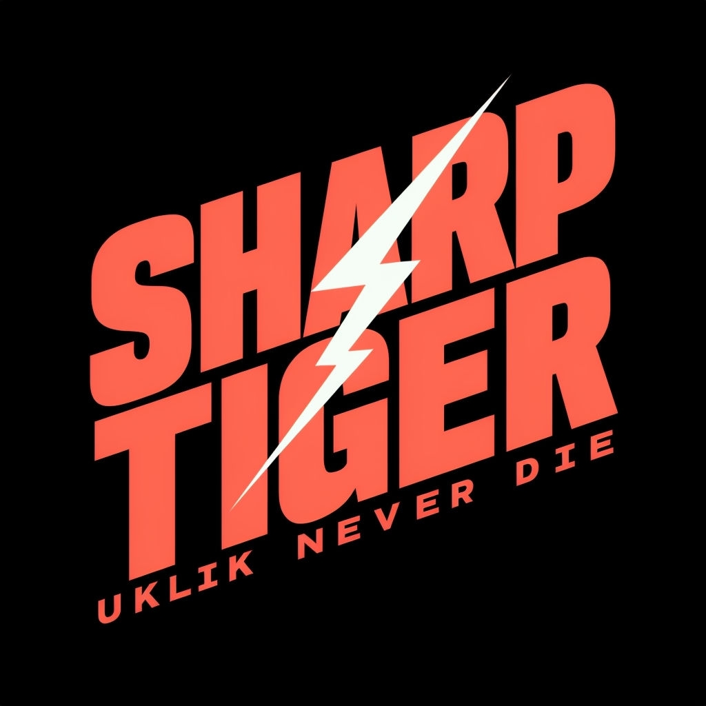 Sharp Tiger Graphic Design with Lightning Bolt T-shirt