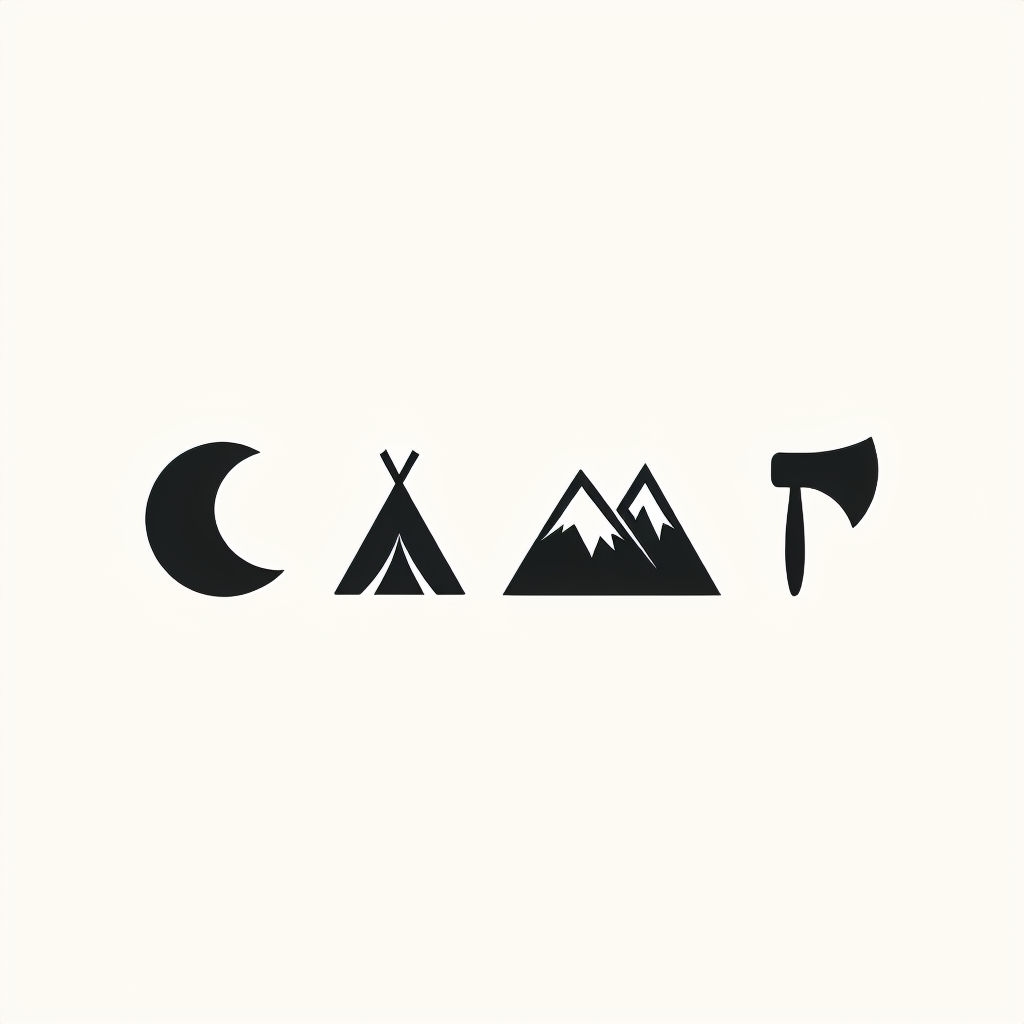 Minimalist Camping Icons Graphic Design T-Shirt